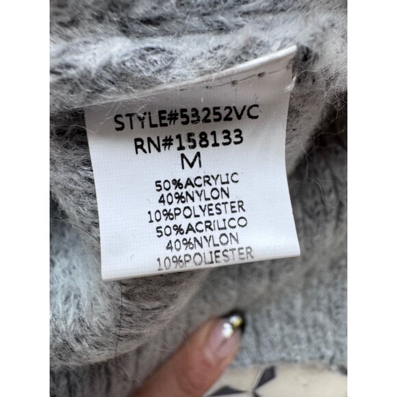 Staccato Gray Cable Knit Sweater W/ White Buttoned Sleeves M - Picture 7 of 9